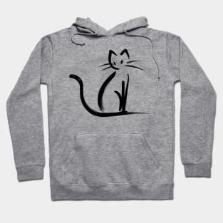 Stick figure cat in black ink Hoodie